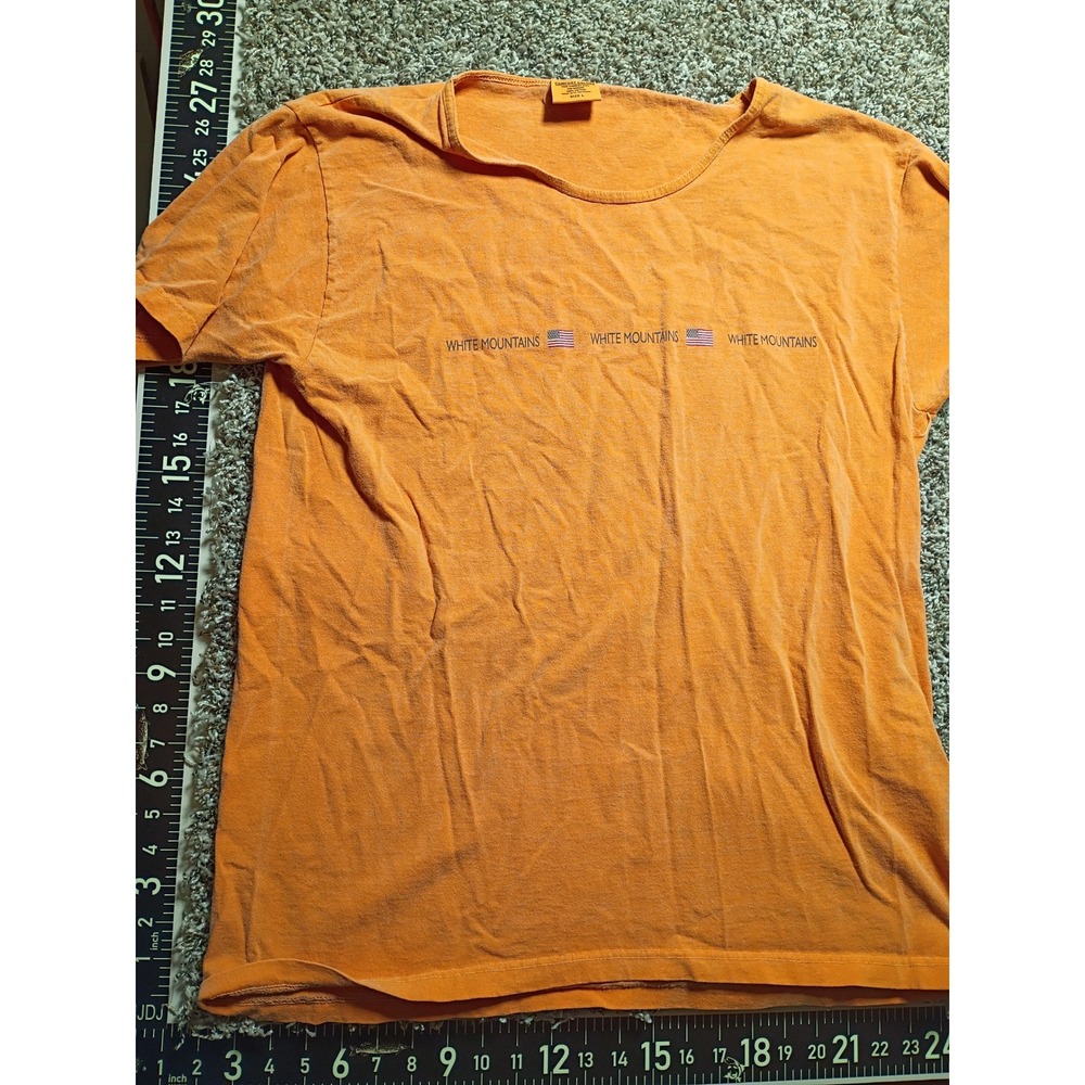 Comfort Colors White Mountains American Flag Graphic T-Shirt Orange Mens Large
